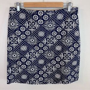 Talbots Skirt Short Length Size 10 Navy And White Lined Side Zip